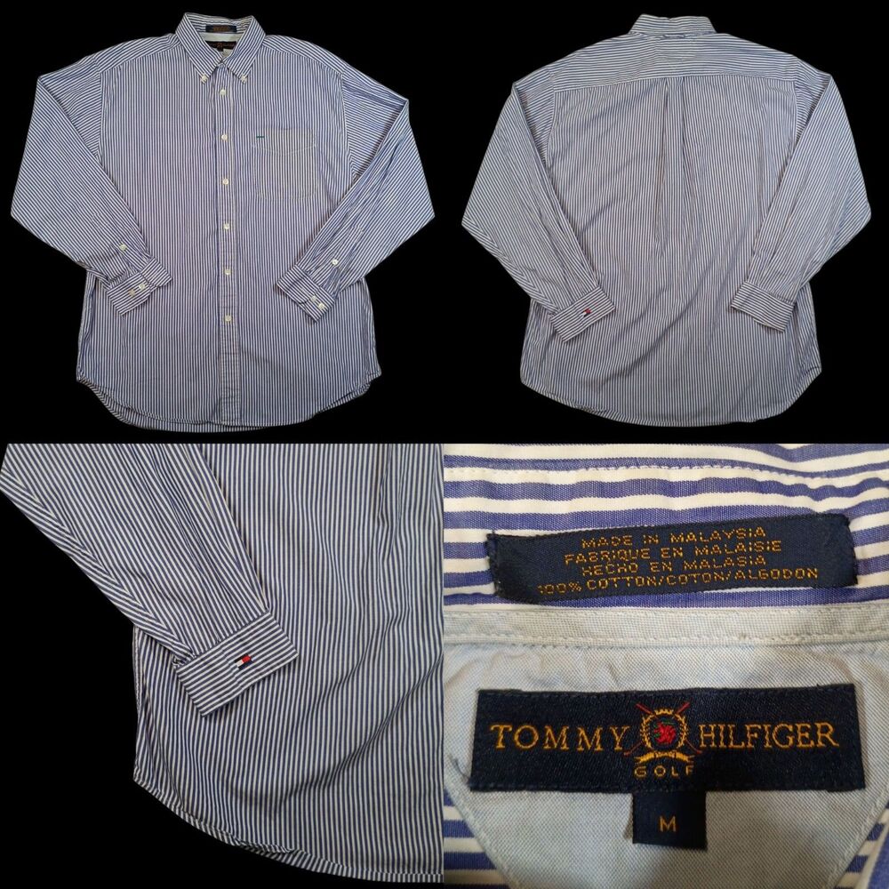 Tommy Hilfiger Golf Long Sleeve Logo Button Down Pocket Shirt Men's Medium